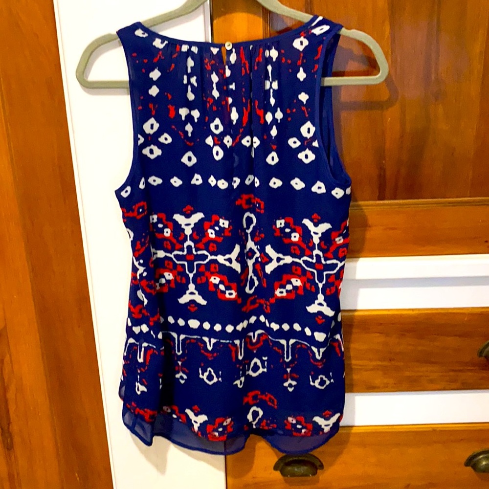 Daniel Rainn Blue & Red Layered Sleeveless Blouse - Picture 5 of 5